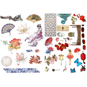 

1 PCS Vintage Chinese Items Korean Precut Decoration Stickers Desk Organizer School Supplies Office Accessories