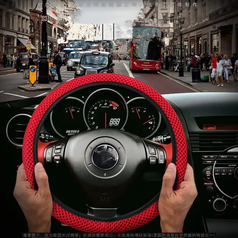 

6 Clolors Skidproof Durable Car Steering Wheel Cover Sandwich Fabric Handmade Auto Covers Fit for Most Cars Breathability Hot