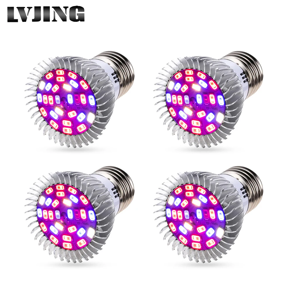 LVJING Full Spectrum18W/28 Вт/30 Вт E27 Светодиодный светильник для выращивания растений