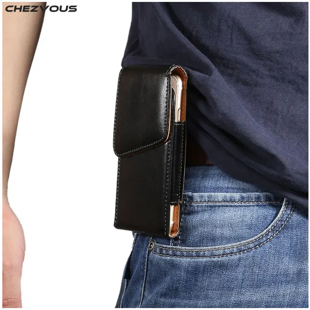 $US $7.29 Belt Clip Holster Leather Mobile Phone Cases Pouch for Galaxy MEGA i9200 i9208 i9205 A2 Below 6.3in
