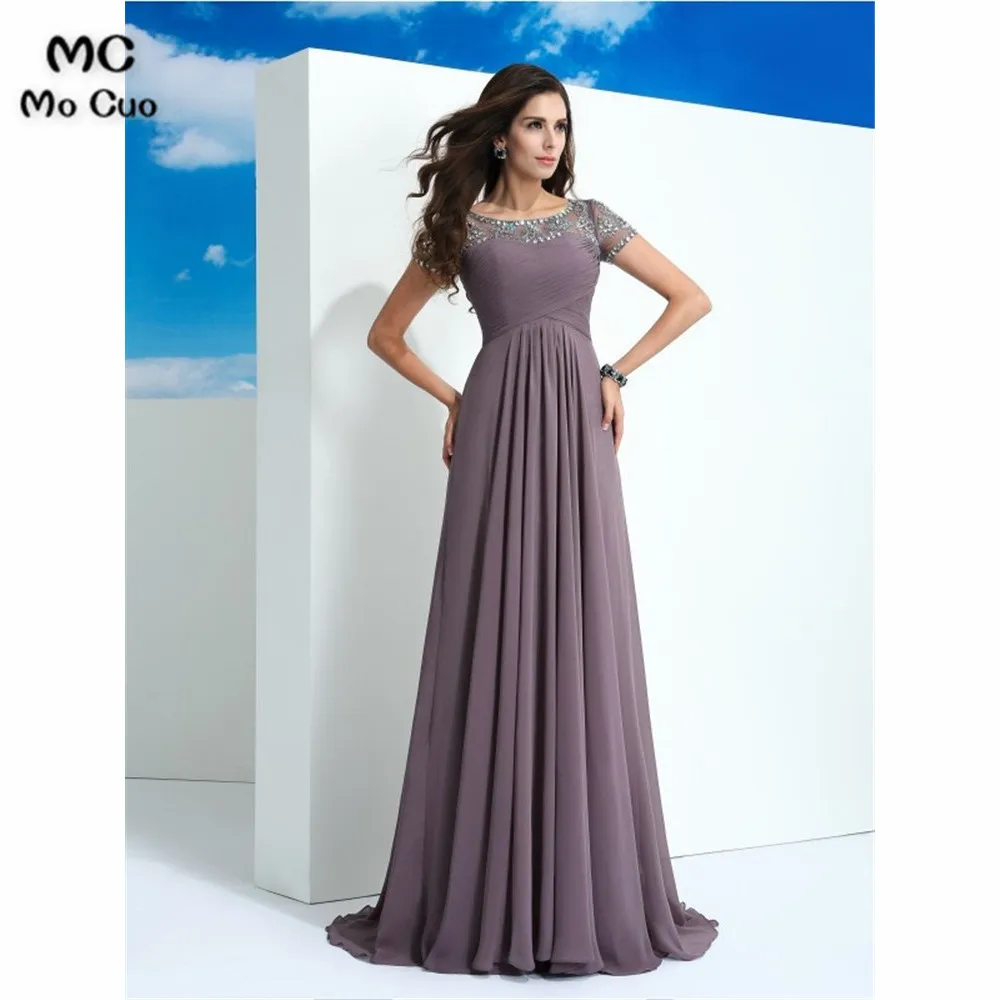Princess Sheer Neck Evening Dresses Long Prom Gown with Beaded Pleat Chiffon Zipper Back Formal Evening Party Dress for Women Princess Sheer Neck Evening Dresses Long Prom Gown with Beaded Pleat Chiffon Zipper Back Formal Evening Party Dress for Women