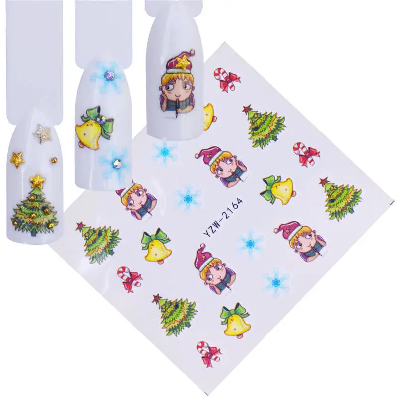 

1 Sheet Water Nail Sticker Christmas Design Temporary Tattoos Elk/Snow Flowers/Owl Pattern Transfer Beauty Nail Art