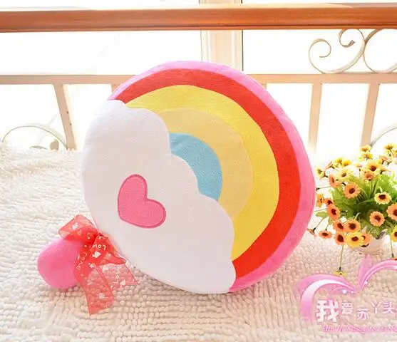 

Candice guo! so sweet plush toy rainbow colors love lollipop cushion nap pillow girls children Christmas birthday gift 1pc