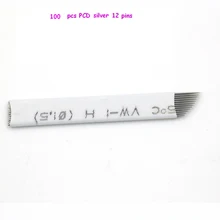 100 шт иглы для татуажа бровей Тату Изогнутое лезвие для татуажа поставка 12 серебряные иглы для карандаш для микроблейдинга бровей игла для нанесения татуировки