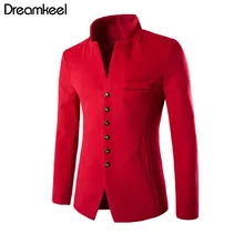 2019 модный мужской костюм, красивый повседневный костюм, куртка с воротником-стойкой, однотонный костюм, пальто для весны и зимы, плюс размер,...(China)