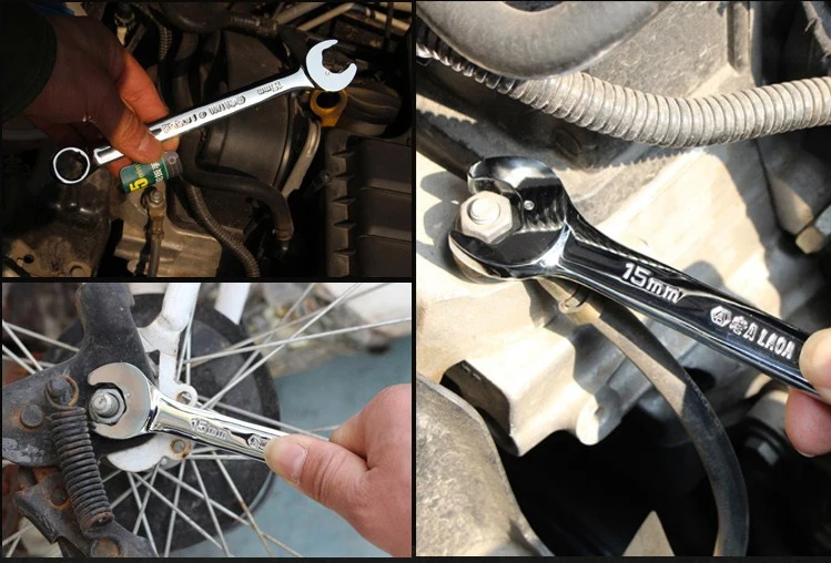 LAOA двойной ключ-Трещотка с открытым концом, CR-V, материал, трещотка, инструмент, противоскользящий, экономный, сливовый торцевой динамометрический ключ для ремонта
