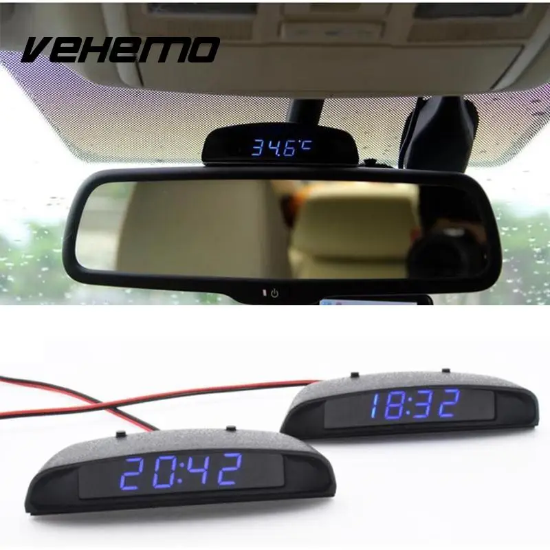 VEHEMO Dc12V 3 inch Car Digital Auto Digital Clock Thermometer Voltmeter Temp Battery Volt Temperature Monitor Accessories VEHEMO Dc12V 3 inch Car Digital Auto Digital Clock Thermometer Voltmeter Temp Battery Volt Temperature Monitor Accessories