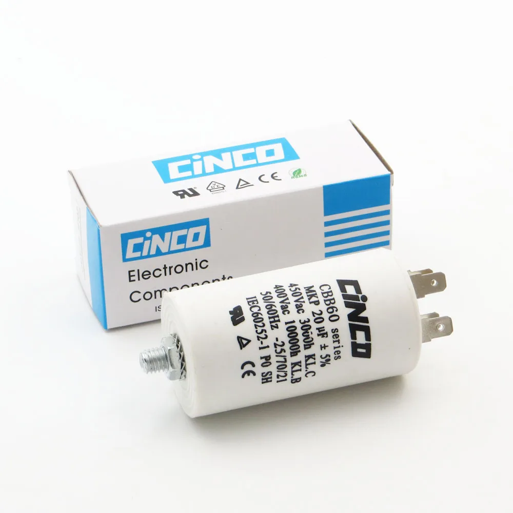 20uF 400V 450V CBB60 Motor Run Capacitors 4pins SH DB Double Faston Ac 450VAC Water Pump electrical engine 20mfd 20mf | Обустройство
