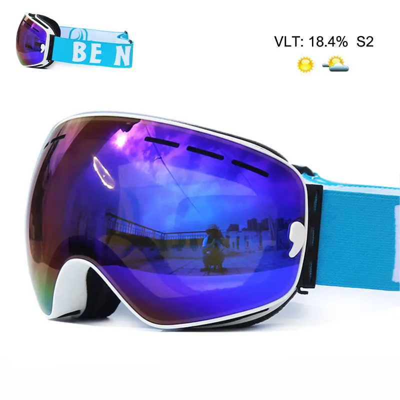 UV400 مكافحة الضباب مزدوجة طبقات تزلج نظارات كبيرة عدسة قناع للتزلج نظارات التزلج الثلوج على الجليد نظارات مرآة استقطاب نظارات ل الرجال