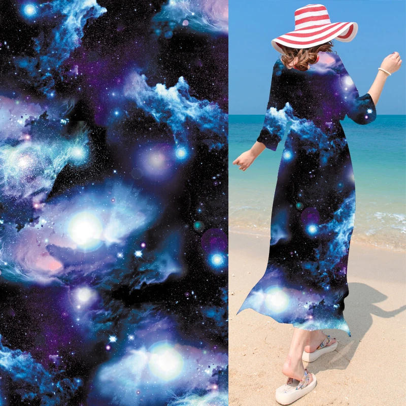

Starry Fashion Trend boundless universe Chiffon Fabric Yarn Digital printing fabric DIY Cloth/curtain Fabric Material