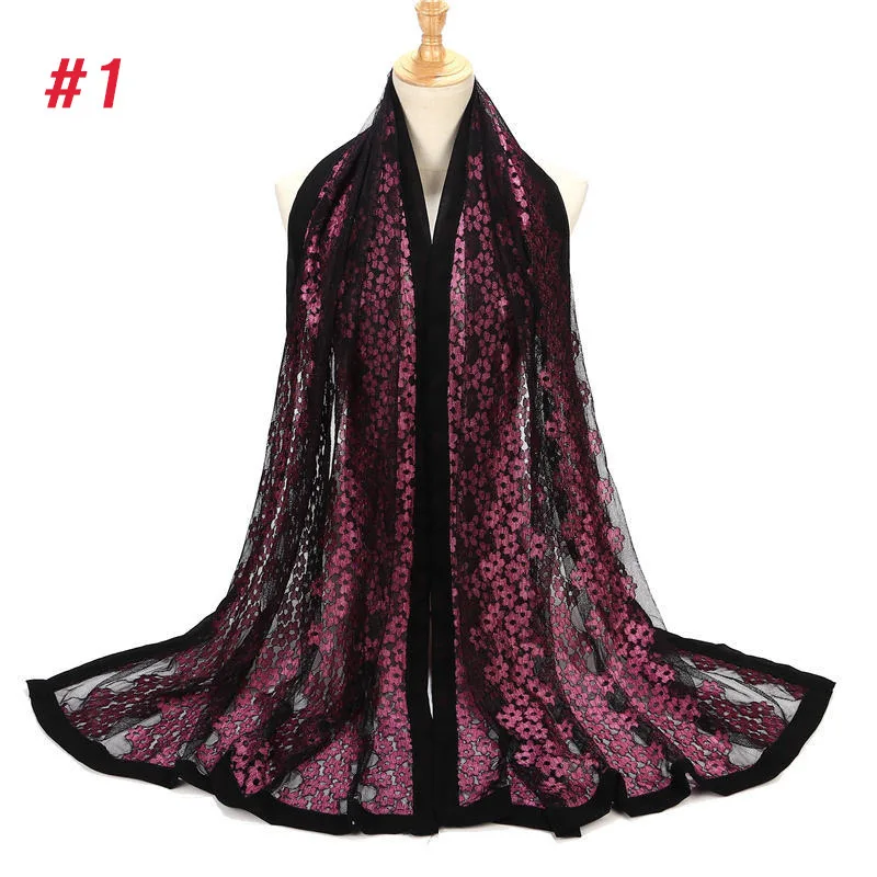 

10PCS/LOT Women embroider Flower Scarf Lady Long Large Lace Shawls Muffler Scarves Shawl Wraps Islamic Muslim Hijab Pashmina