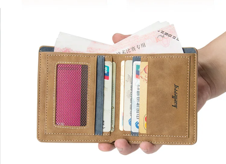 Повседневные короткие мужские кошельки кожаные винтажные матовые двойные бумажники мужской тонкий кошелек Студенческая сумка для денег короткий деловой маленький держатель карточек