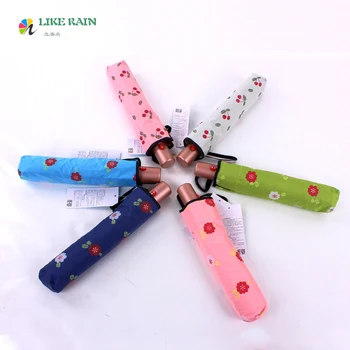 

LIKE RAIN New Mini Automatic Umbrella High Quality Romantic Sakura 220g Super Light Umbrella Rain Women Sun Parasol UBY02
