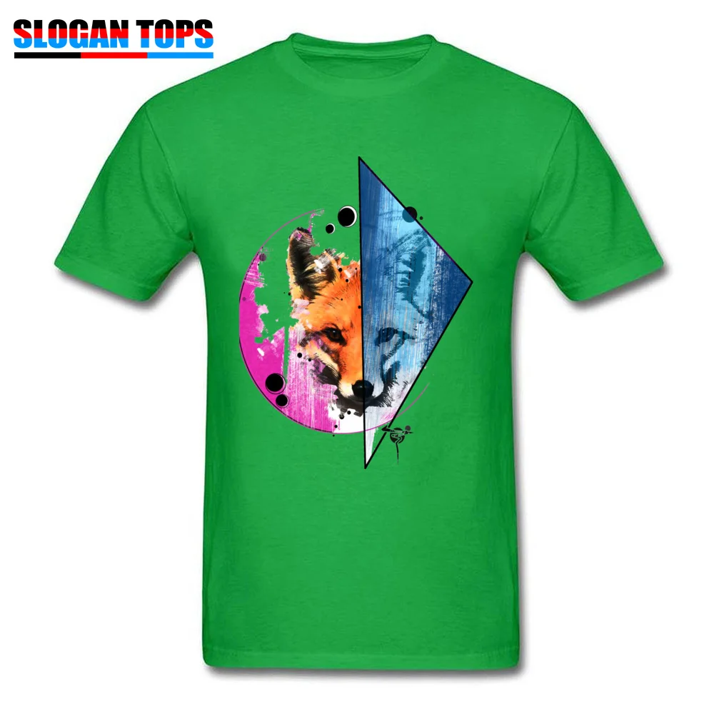 Fox in Style All Cotton Tees for Men Normal T Shirts Design Graphic O Neck Tops Shirt Short Sleeve Drop Shipping Fox in Style green
