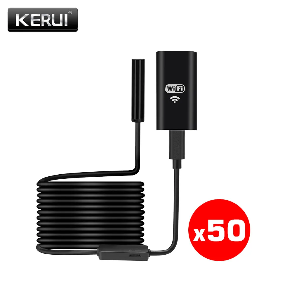 

50pcs KERUI USB Endoscope Camera Soft Cable 6 led Adjust Brightness Endoscope Wifi Borescope Video Inspection for Android/iOS/PC