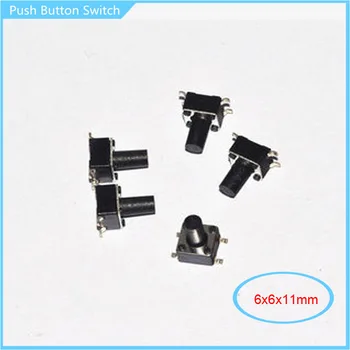 

100pcs 6x6x11mm 4P Tactile Push Button Switch SMD 6*6*11mm Mirco Tact Switch for MP3 MP4 MP5 DVD Microwave Oven Toys