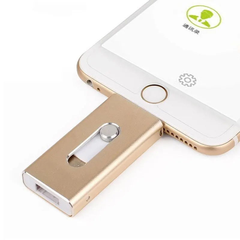 Dropshipping USB Flash Drive For iPhone X/8/7/7 Plus/6/6s/5 ipad Metal Pen drive HD Memory Stick 8G 16G 32G 64G 128GFlash Driver