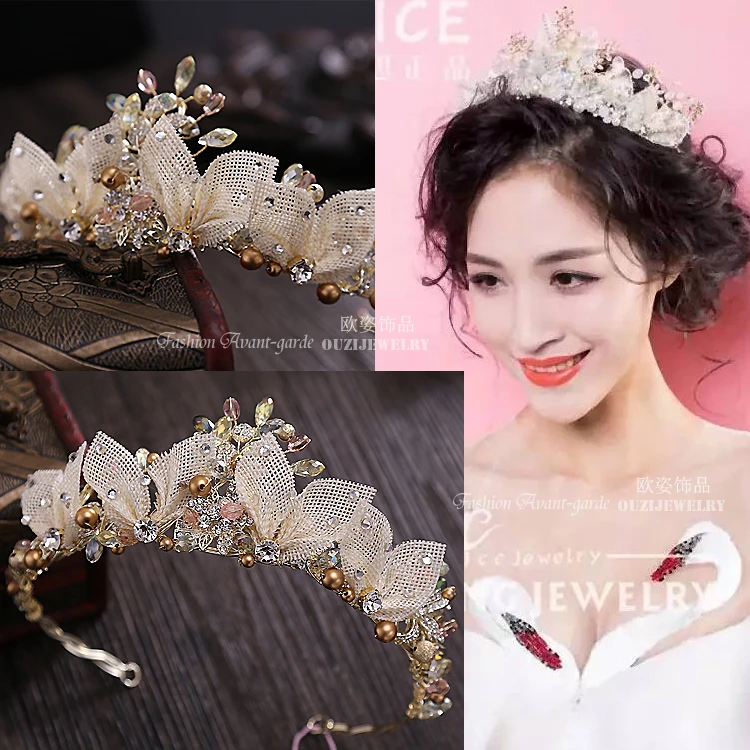 

Genuine bride jewelry stereo crown fashion studio linen headband theme wedding dress hair accessories