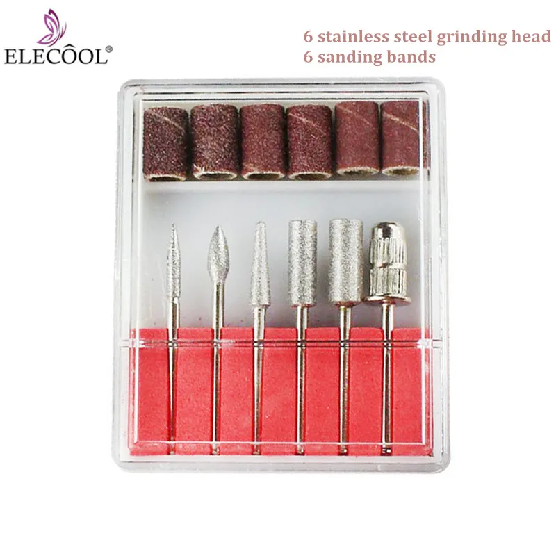 

ELECOOL 12pcs/set Nail Drill Bits Nail Art Sanding Bands for Electric Manicure Machine Nail Drill Accessories Nail Polish Tool