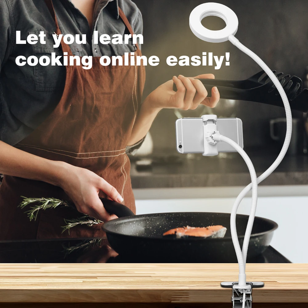 2 в 1 ленивый кронштейн Подставка для телефона гибкий зажим для мобильного телефона с 36 шт светодиодный лайтбусин селфи кольцо свет для живого потока