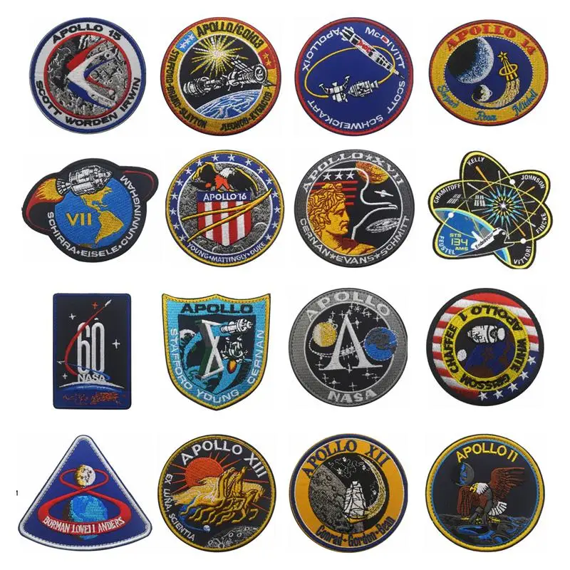 

APOLLO Missions Embroidery Patches Astronaut Spacecraft Emblems Collage USA Tactical Morale Patch Outdoor Armband Badge Stickers