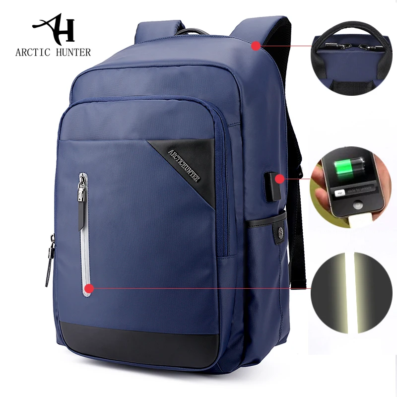 

ARCTIC HUNTER 068 School Backpack Laptop Bag 15.6" Waterproof Travel Backpack Men Large Capacity Nylon Backpack USB Recharging