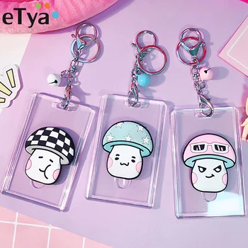 

eTya Cute Cartoon ID Card Holder Transparent PVC Women Student Girl Kids Card Cover Bag Bus School Job Holders Credit Card Case