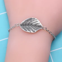 Fashion Vintage Metal Jewelry Personality Silver Leaf Bracelet Girl Trend Plant Leaf Bracelet Simple Student Bracelet Gift Fashion Vintage Metal Jewelry Personality Silver Leaf Bracelet Girl Trend Plant Leaf Bracelet Simple Student Bracelet Gift
