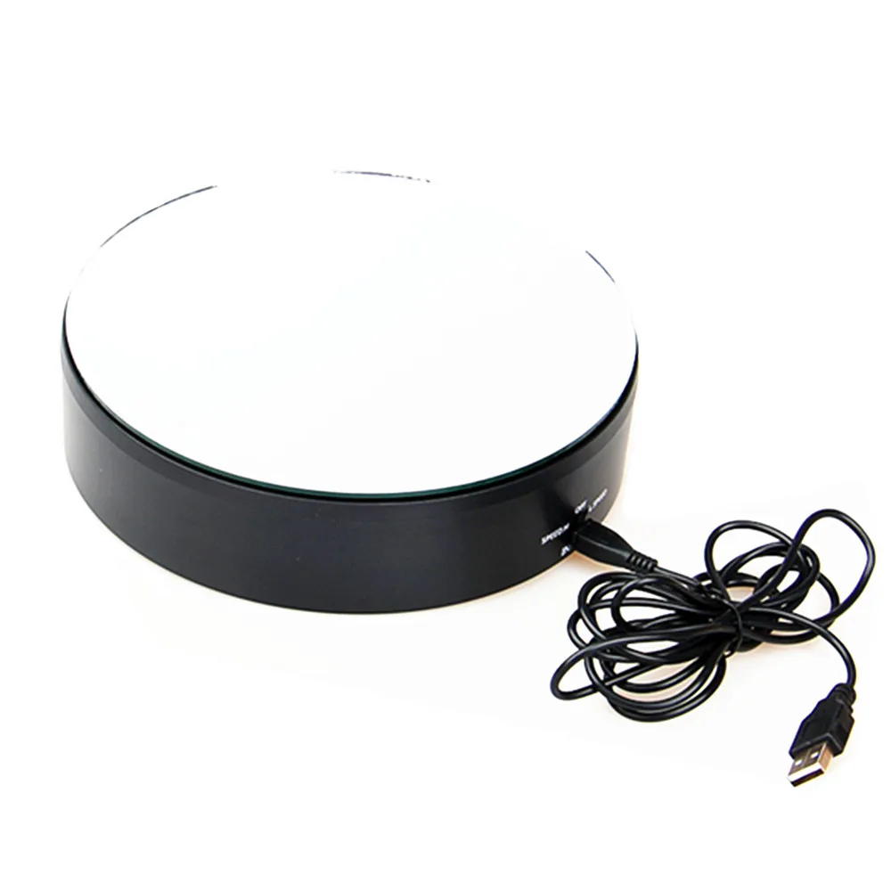 Glass mirror reflective 360 electric rotating display stand for camera phone watch jewelry display stand 2 speed +5kg load