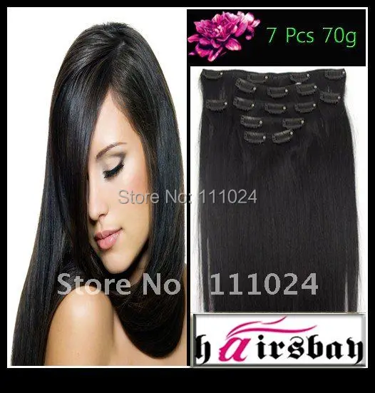 cheap real hair extension,7(8)PCS,PER SET factory sale Great length