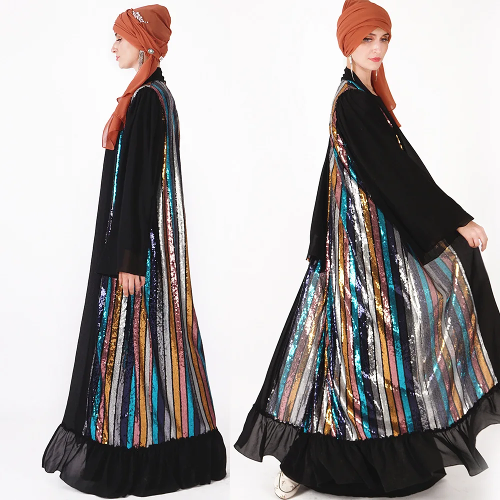 Новое турецкое женское мусульманское платье с длинными рукавами, женская одежда, расшитое блестками кружево с длинным платьем, этнические