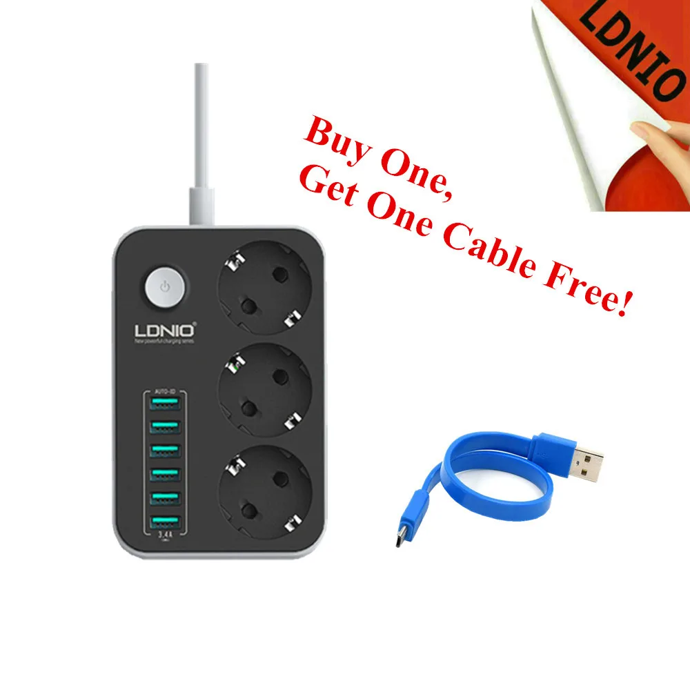 Grounding Surge Protector 3 EU AC Outlet Extension Power