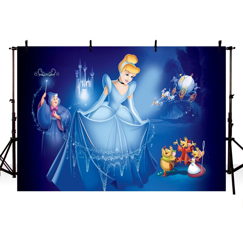 

Photo Backdrops Blue Castle Night Cinderella Princess Pets Carriage Coach Custom Photo Studio Background Backdrop Vinyl