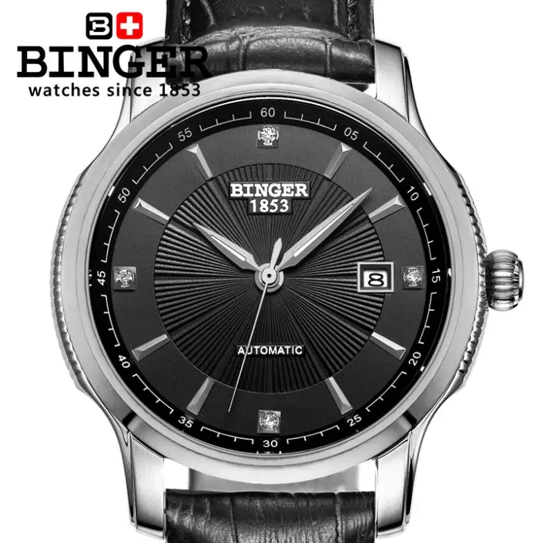

Switzerland BINGER watches men luxury brand Automatic self-wind movement mechanical Wristwatches full stainless steel BG-0405-6