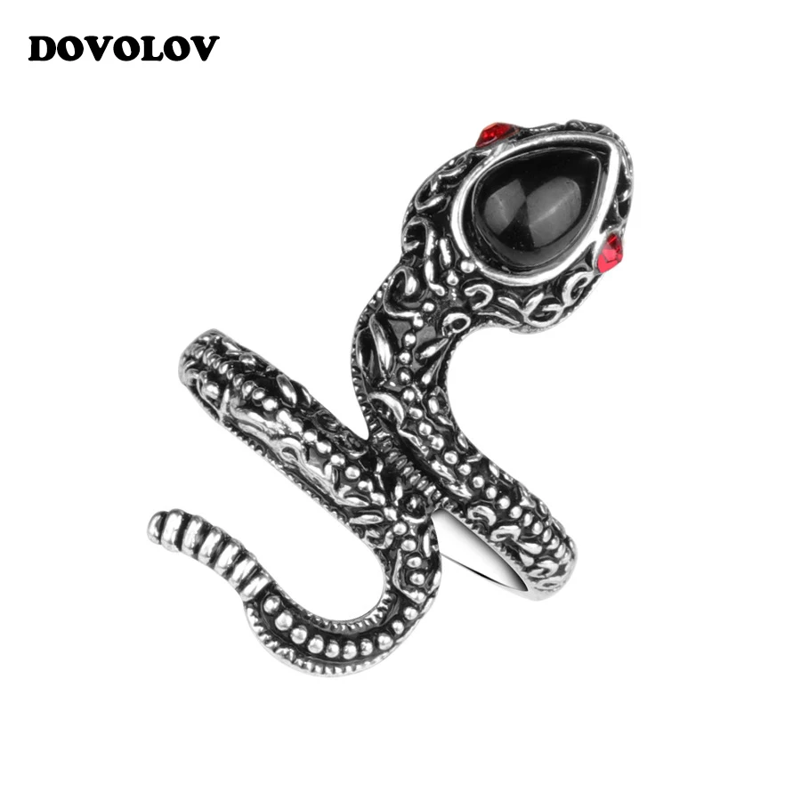 

Dovolov Top Quality Stainless Steel Punk ring For Man Heavy Metal Snake Silver Ring Fashion Jewelry D338