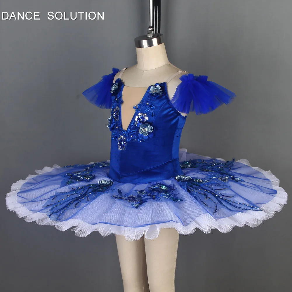 Темно-синий стрейч бархатный лиф с отделка с блестками балетный костюм предварительно Профессиональный Балетная пачка для девочек и женщин танцевальное платье BLL102
