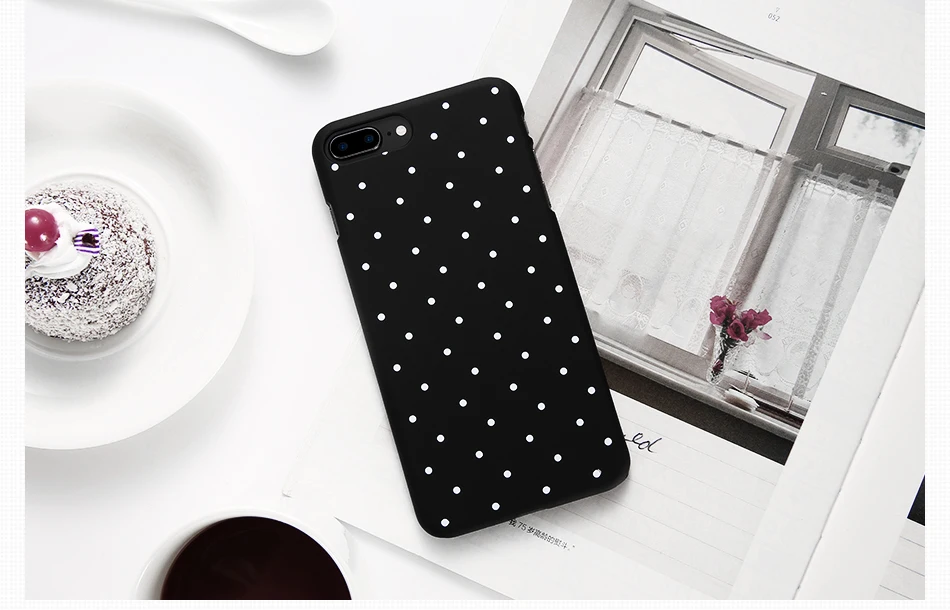 DOEES Spot Pattern Case For iPhone 5 5S SE 6 6S 7 8 Plus X Case Plain Slim Ultra Thin Hard PC Phone Cover For i Phone 6 7 8 10 (8)