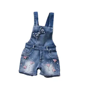 

2018 Spring Summer US Style Girl Jumpsuit Cute Sweet Fashion Washed Jeans Denim Romper Jumpsuits Straps Short Pants Cowboy Blue