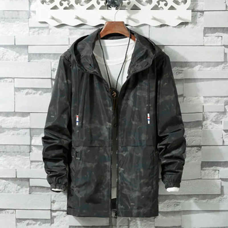

Fashion men hooded jacket Spring autumn Camouflage thin Casual coat mens Long sleeve windbreaker Male outerwear plus size M-8XL