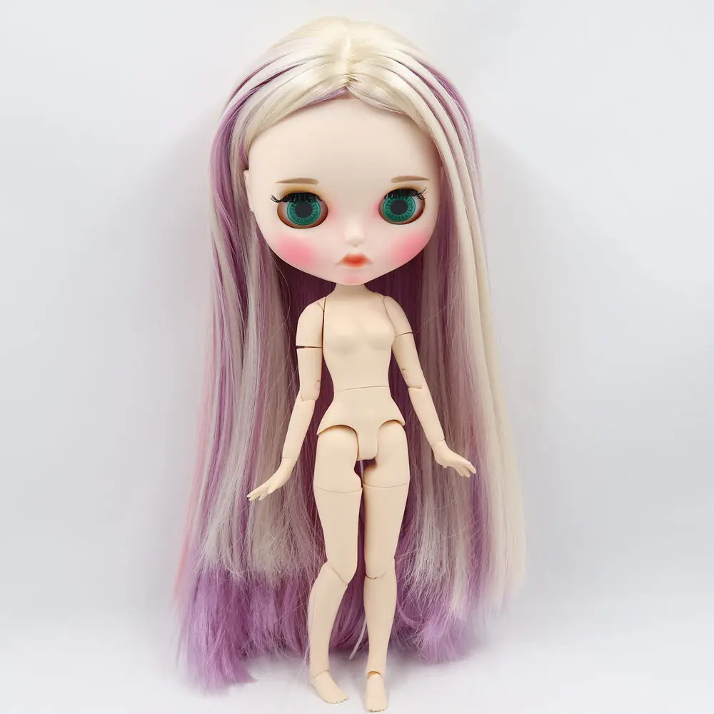 ICY Nude Blyth кукла для No. BL6025/2137/6122 блонд смешанный фиолетовый и розовый волосы резные губы матовые лица шарнир тела 1/6bjd - Цвет: like the picture