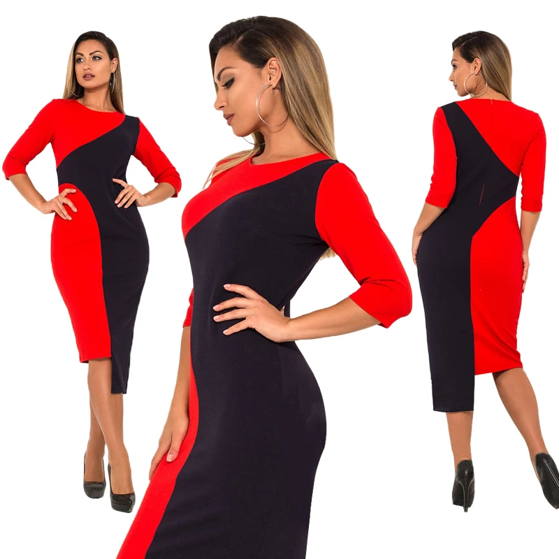 2019 New Designer Dress Women O Neck Vestidos Summer Oversized Plus Size 6XL Patchwork Color Dresses Casual Gift Female Casual