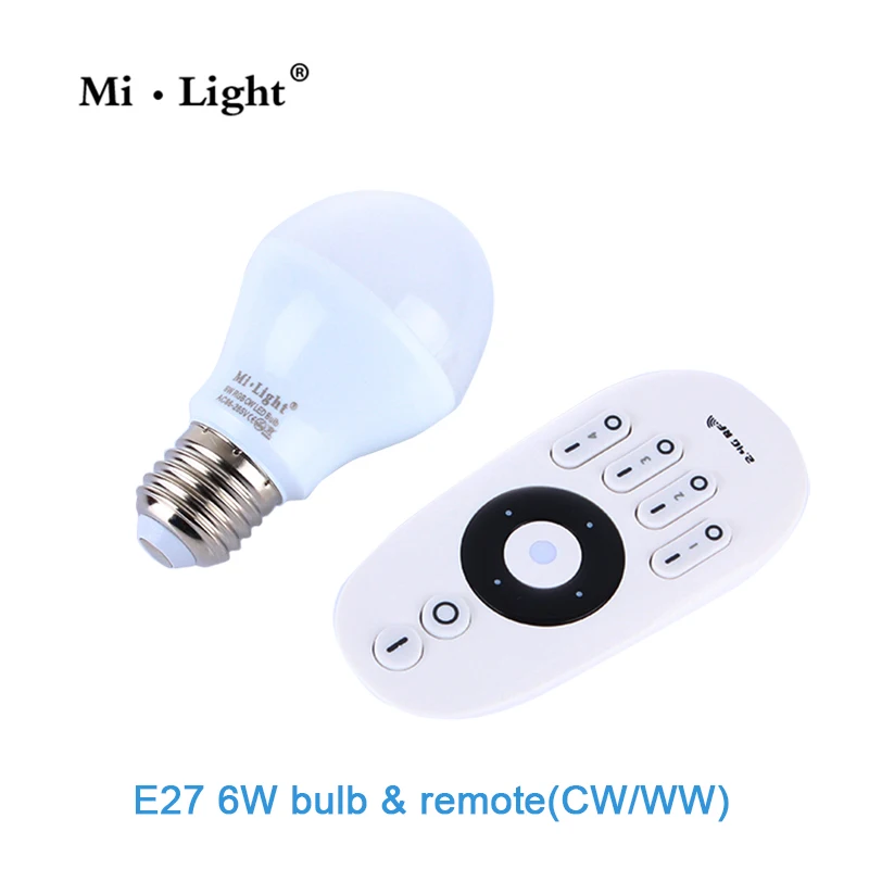 Mi Light 2 4G AC86 260V E27 6W Wifi двойной белый CCT Светодиодная лампа Беспроводная регулировка
