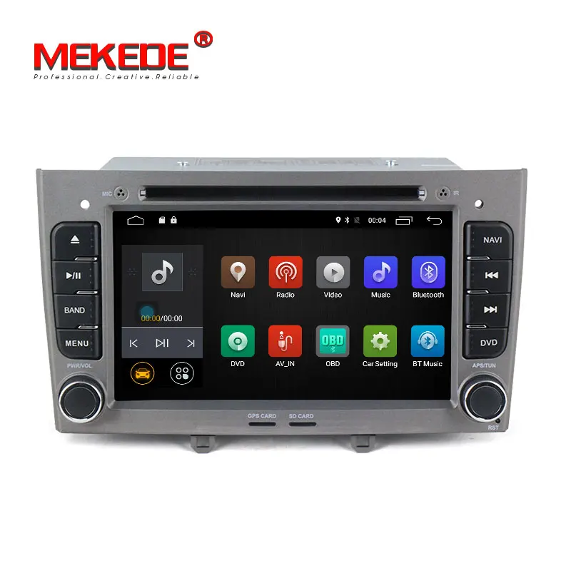 Top MEKEDE 1024*600 screen 4G LTE 2din Car DVD Player for Peugeot 408 308 Android 7.1 Quad core with GPS radio wifi BT free shipping 4