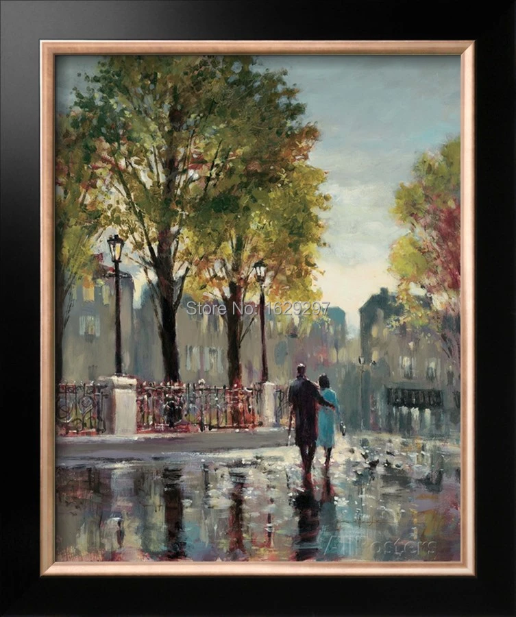 Boulevard Walk Oil Painting Of Brent Heighton High Quality Canvas Reproduction Handpainted Romantic Art Paris Landscape|Oil Painting For Living Room|Oil Painting By Artistoil Flame - Aliexpress