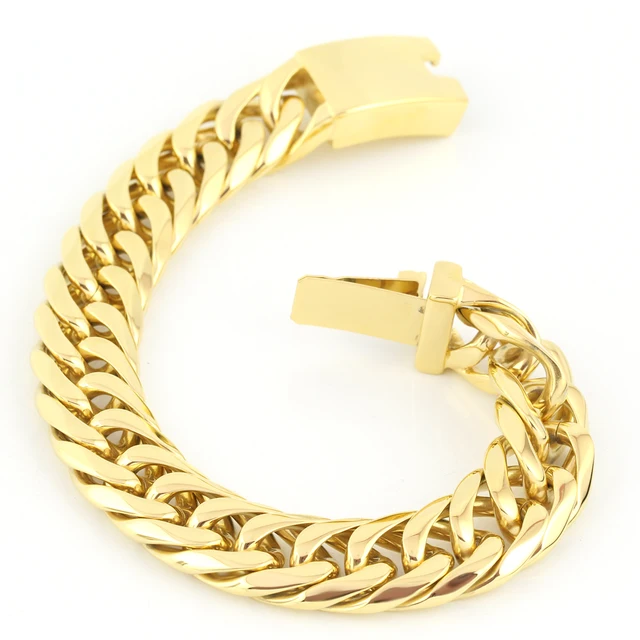 Bracelet Men Fashion 15mm Wide S Gold Bracelet Men Fashion 15mm Wide S Gold Stainless Steel Chains For
