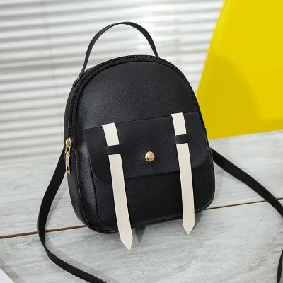 Женский мини-рюкзак, сумка на плечо, брендовые модные ручные сумки, детский рюкзак, однотонный универсальный рюкзак для девочек-подростков - Цвет: Черный