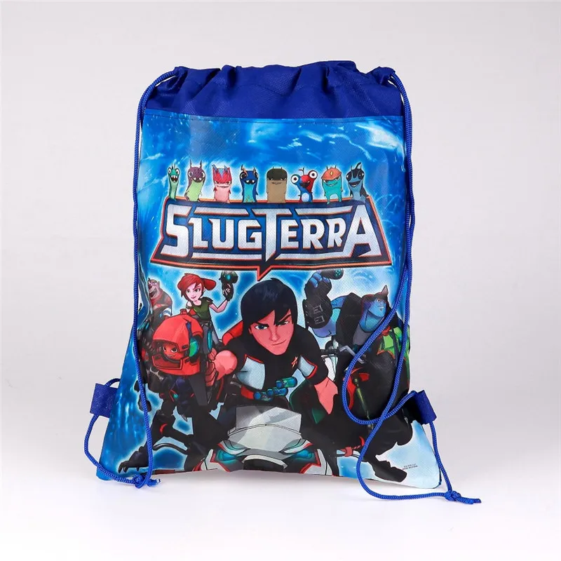 12 шт. рюкзак со шнуровкой Slugterra нетканый тканевый рюкзак, Подарочная сумка, вечерние сумки для детей, украшение на день рождения для мальчиков и девочек