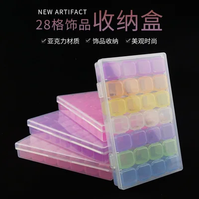 

28 Slots Diamond Embroidery Box Diamond Painting Accessory Case Clear plastic Beads Display Storage Boxes Cross Stitch Tools
