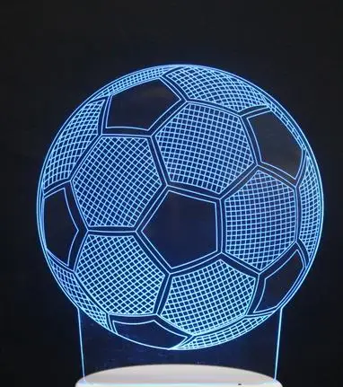 3D светодиодный ночник самолет-боец рыба Луна 7 цветов Изменение голограммы атмосферу Новинка USB лампа для украшения дома визуальный подарок - Испускаемый цвет: football