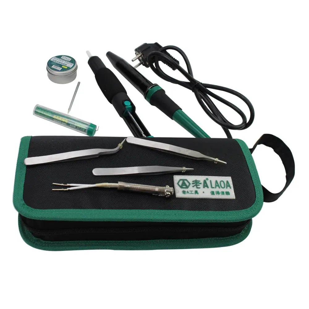 

LAOA 30W Electric Soldering Iron Kit 11pcs Welding Repair Tools with Solder Paste Tweezers Tin Sucker Wire With EU/US Plug